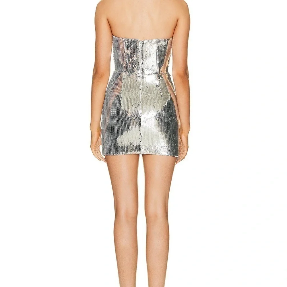 Alex Perry Keaton Mini Dress Silver - Picture 3 of 4